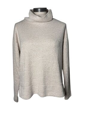 LOFT NWT Cowl Turtleneck Sweater Small Oatmeal Textured Knit Cozy Fall